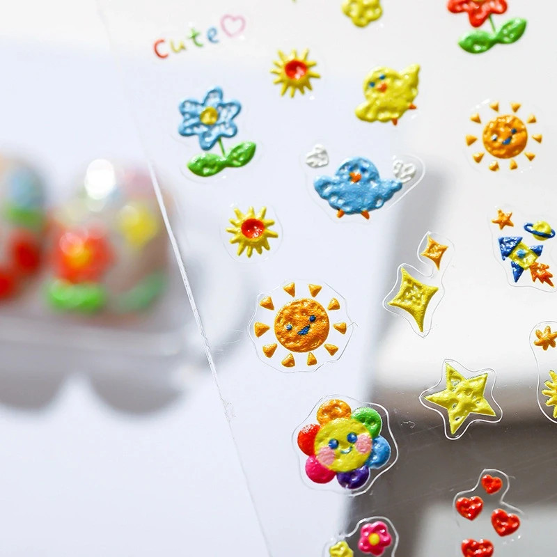 Colorful Nail Stickers – Bright Flowers, Hearts, & Rainbows Nail Decals (51)