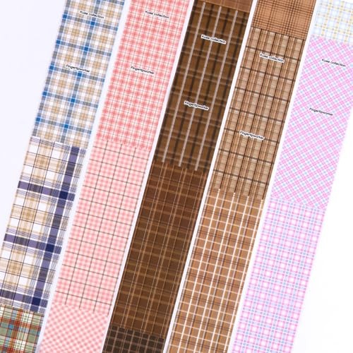 10 Rolls Plaid Nail Art Foil Transfer Sticker Decals Colorful Red Plaid