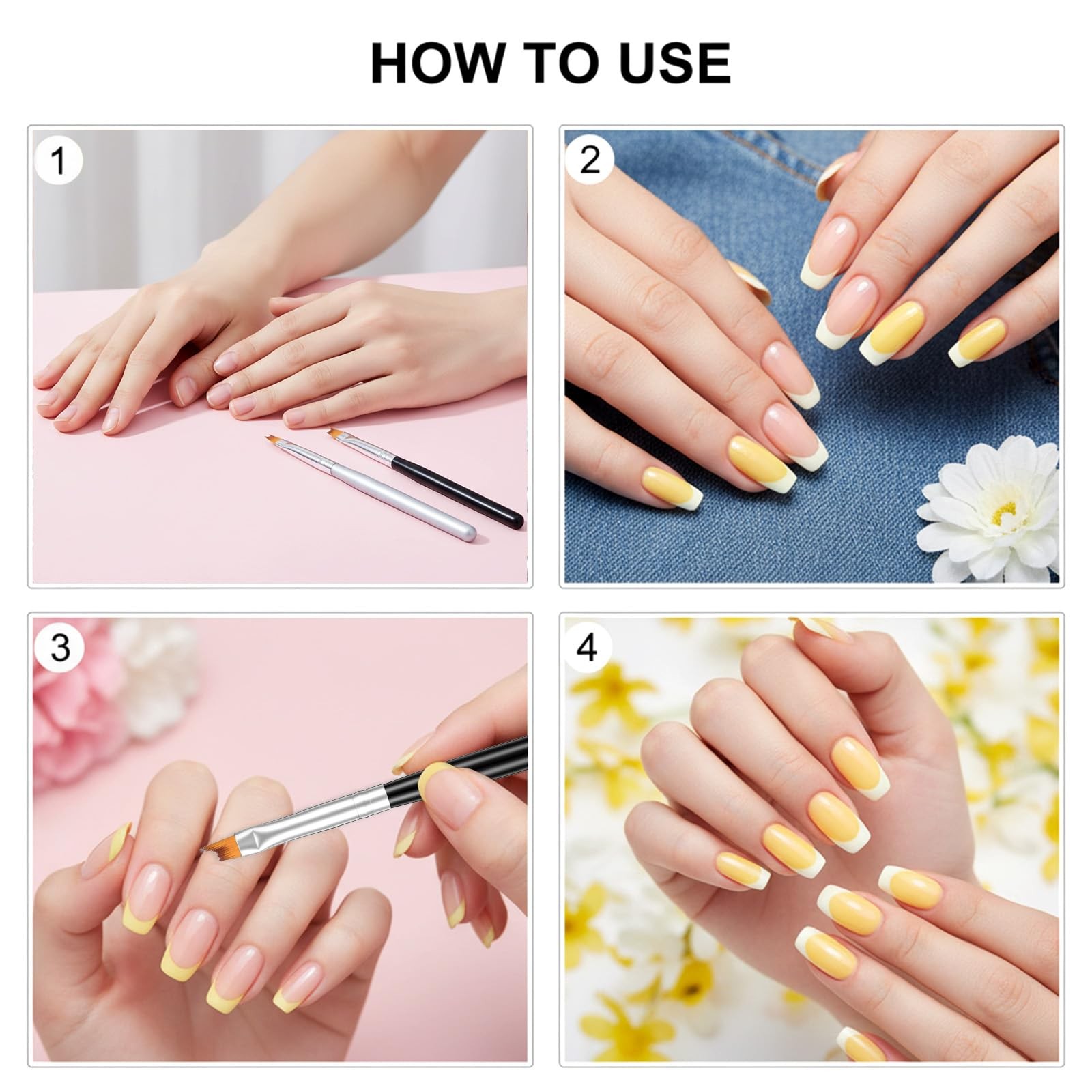 8 Pcs French Tip Nail Brush, Oblique Head French Manicure Brush Moon Shape Na…