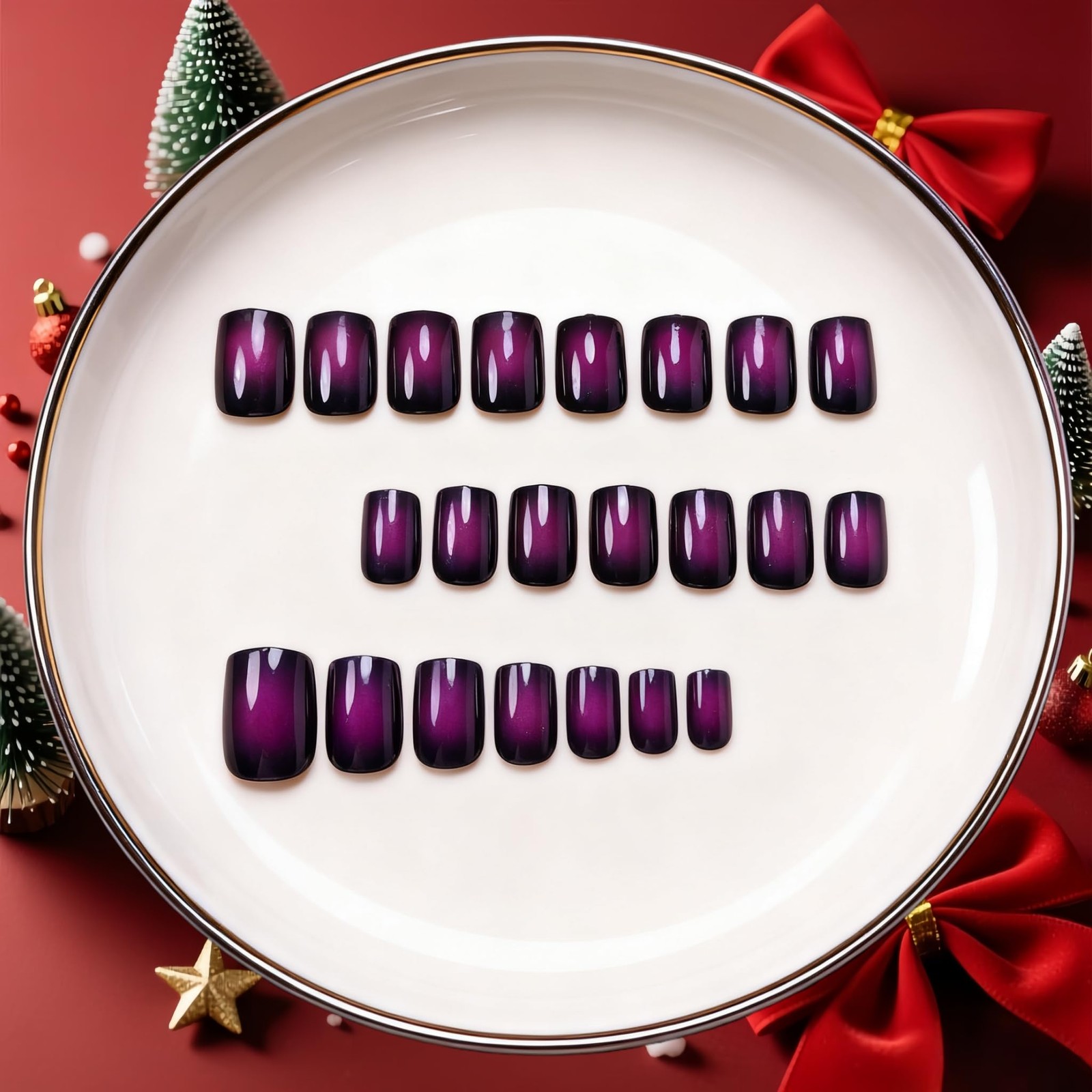 SXVME Press On Nails Short Square Purple