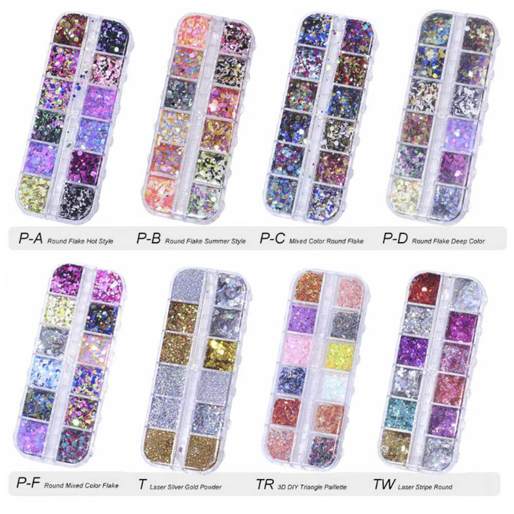 Colorful Fashion Nail Glitter Powder Sequins Laser Foils Flakes Nail Art Decors