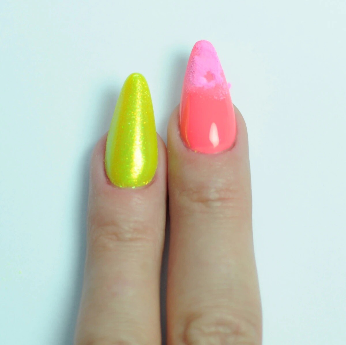 Iridescent Nail Glitter Neon Yellow Powder Golden Nails Frost Effect Colourful