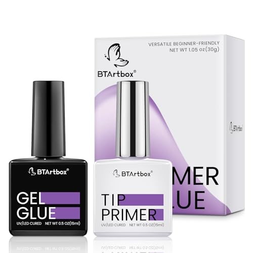 Nail Glue & Primer Set – 2 x 0.5 Fl Oz Acrylic French Clear 1-Glue & Primer