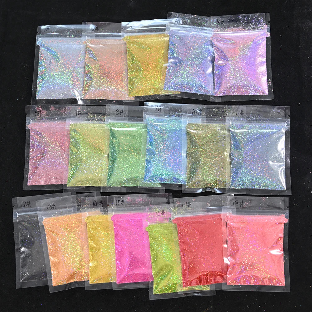 Laser Holographic Rainbow Nail Glitter 0.2MM Sparkly Nails Glitter Powder 10G/5G