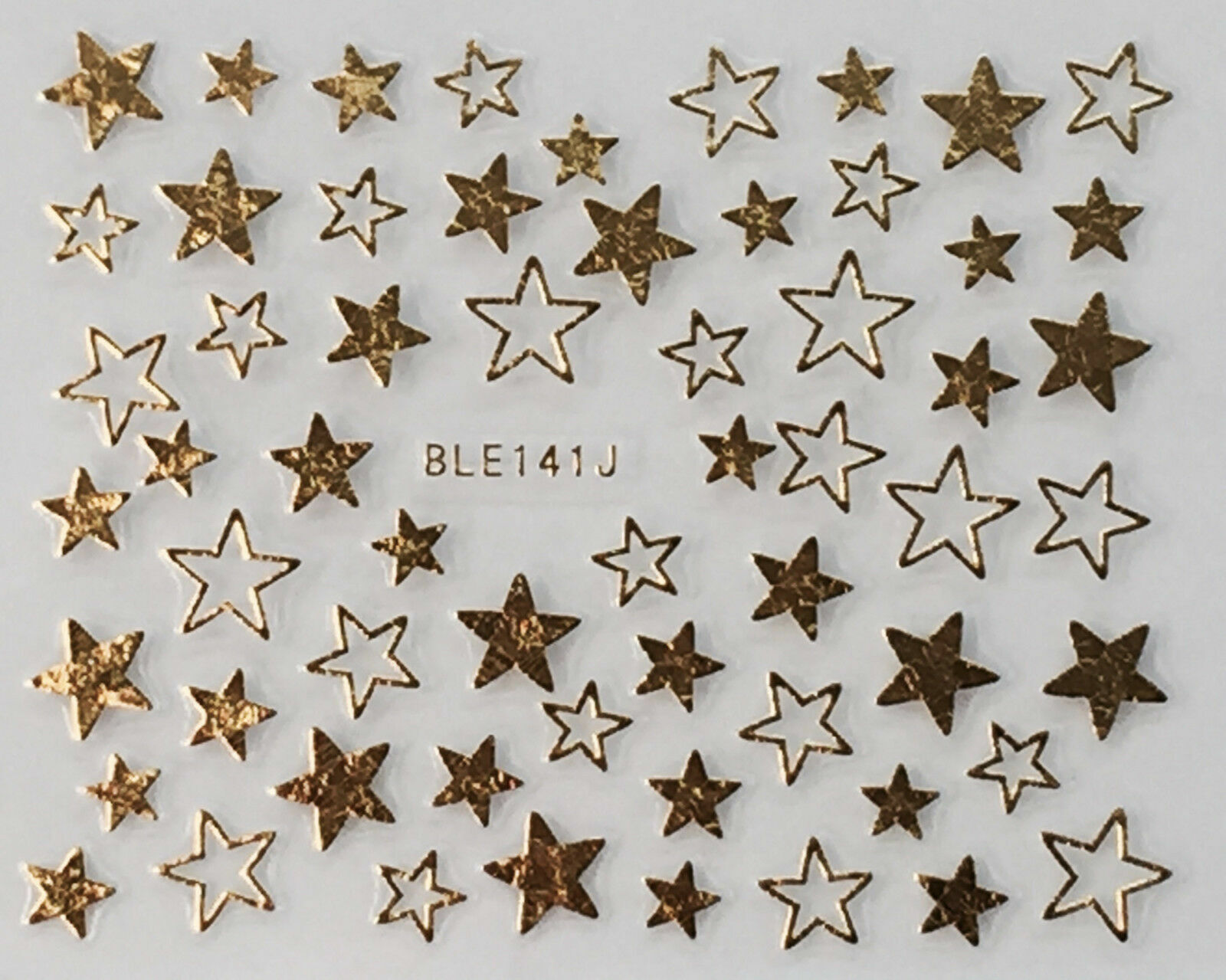 Nail Art 3D Decal Stickers Metallic Stars Gold 4th of July BLE141J