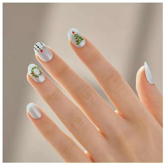 imPRESS Press On Nails Festive Holiday Frosty Blue Christmas No Glue Manicure