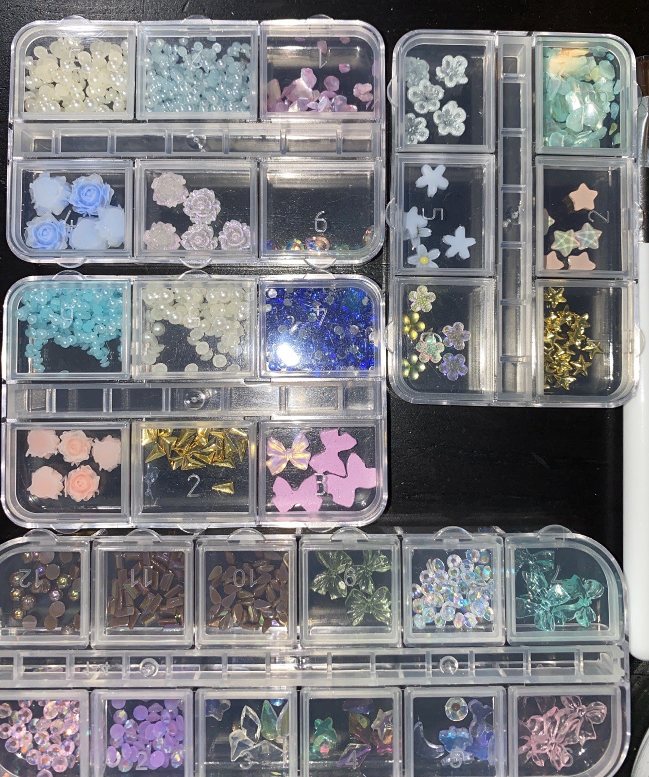 2D Nail Art Charms Set with Flowers Pearls Gems Butterfly Accessories & More