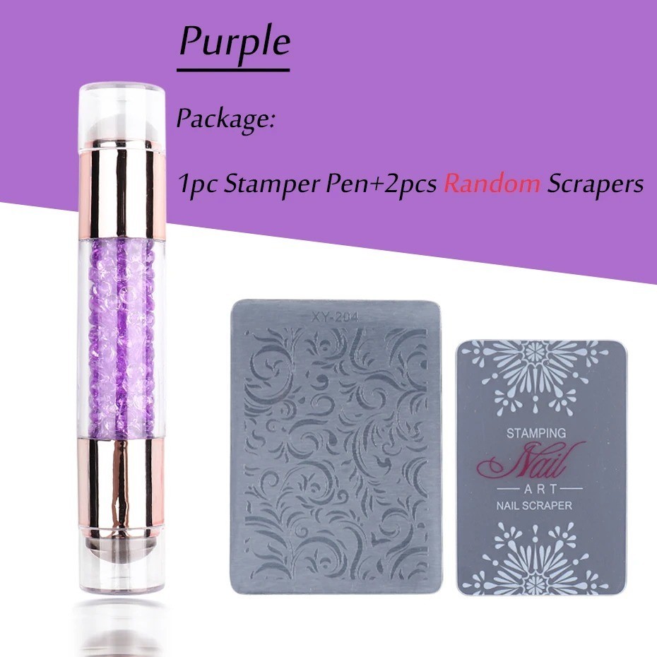 Transparent Silicone Nail Art Stamping Kit, French Design For Manicure Plate Too