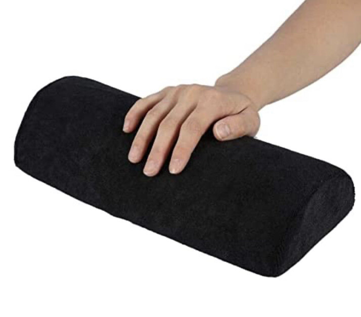 Black Soft Plush Manicure Nail Art Hand Cushion Pillow in Black 28cm X 12cm X 7