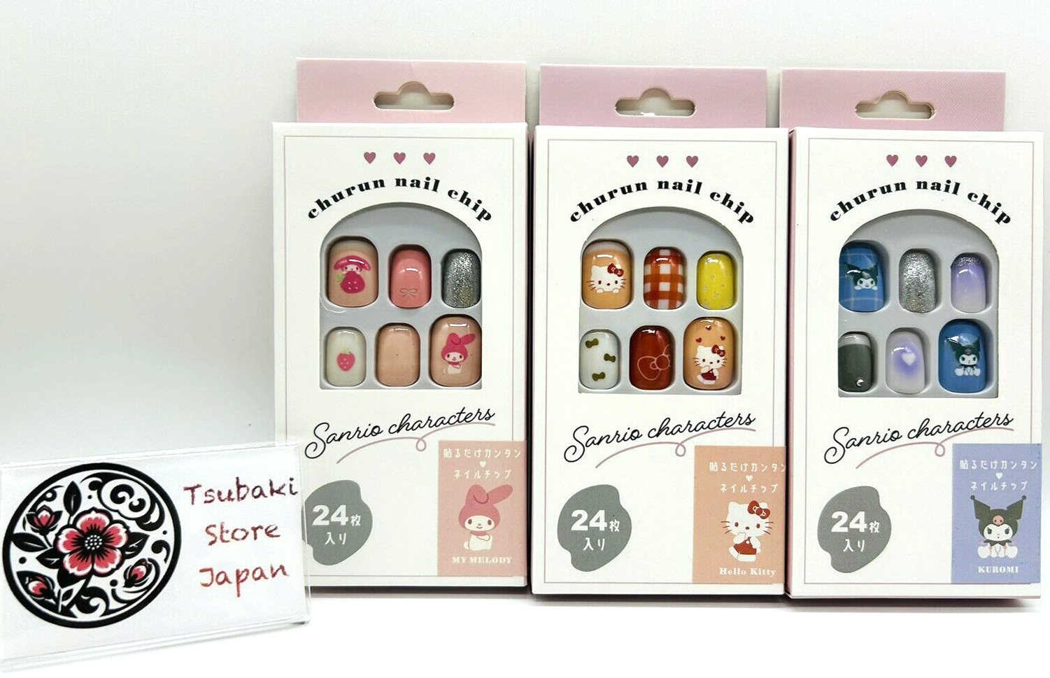 Sanrio Nail Tips Hello Kitty Kuromi My Melody 3 Sets of 24Tips NEW Japan Limited