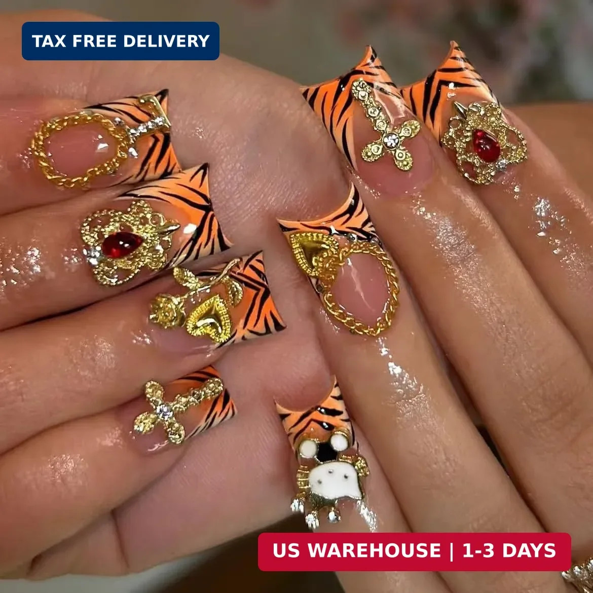 85 Pcs 3D Gold Nail Charms Y2K Bulk Nail Art Decor Set Nail Charms and Gems Incl