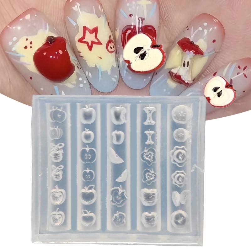 Flexible Fruit Shaped Nail Art Mould Reusable Silicone Tool for Enthusiasts