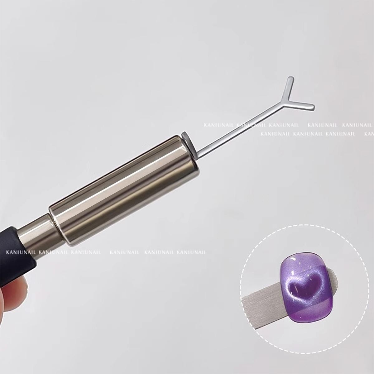 Heart Shape Iron Plate Nail Magnet, Dual-Use Cat Eye Tool with Iron Filings Wire