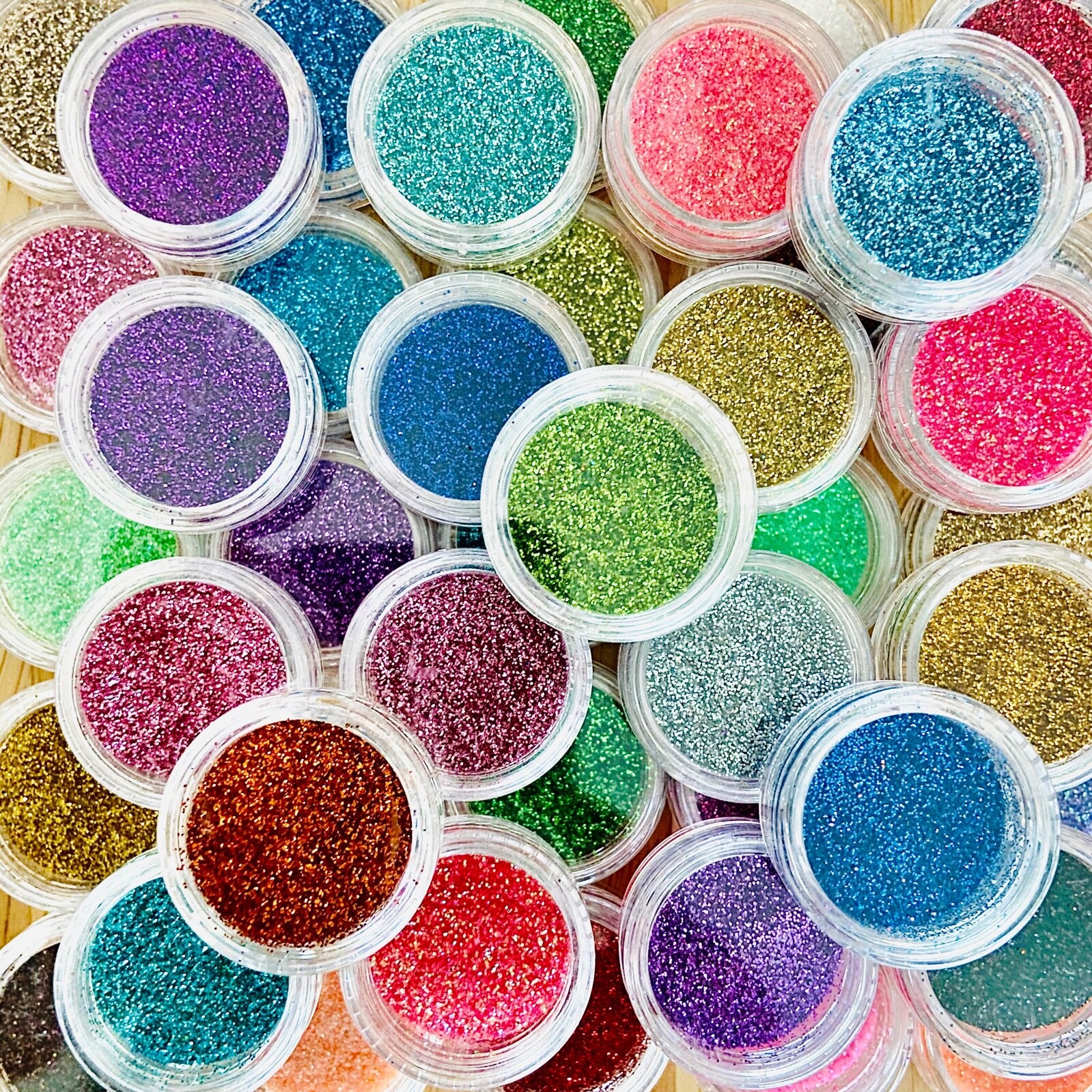45 Mix Colors Art Powder GLITTER Dust SET UV Acrylic Nail Tips Glitters Manicure