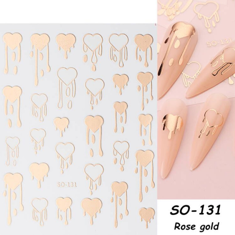 3D Nail Stickers Waterdrop Flame Heart Nail Art Decoration Decals SO131 NS39