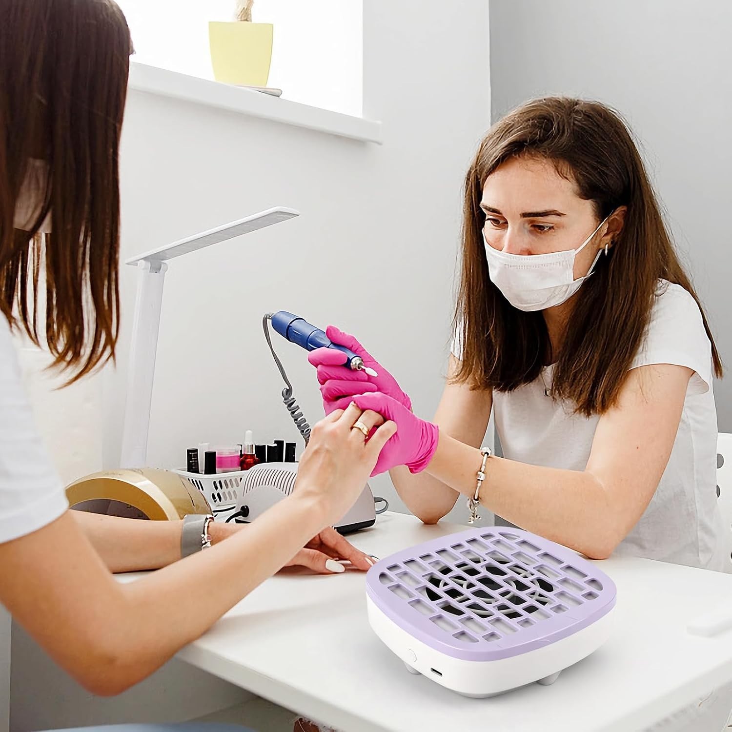 Portable Nail Dust Collector with Powerful Suction and 10 Filter Pads Included