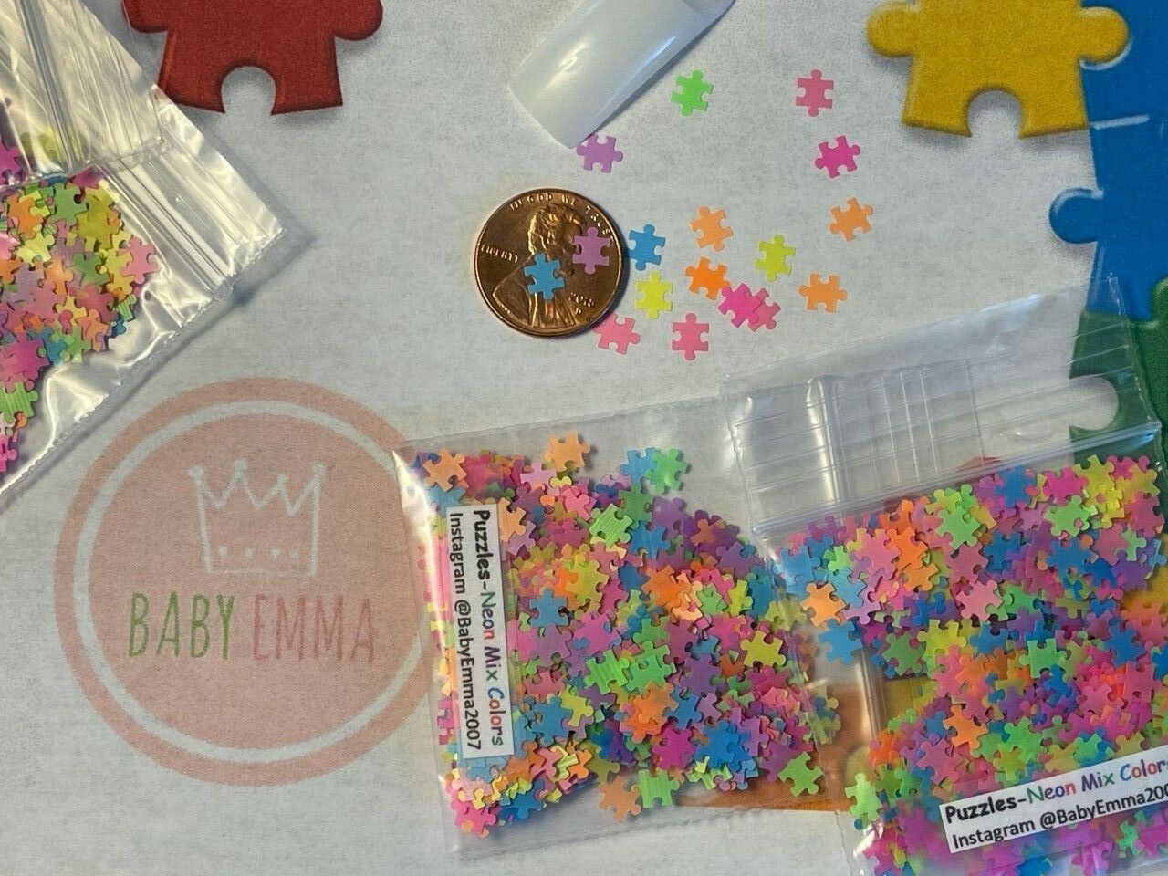 Solvent Resistant Puzzles Shaped (Neon Mixed) 5mm Glitter-Nail Art Acrylic Gel