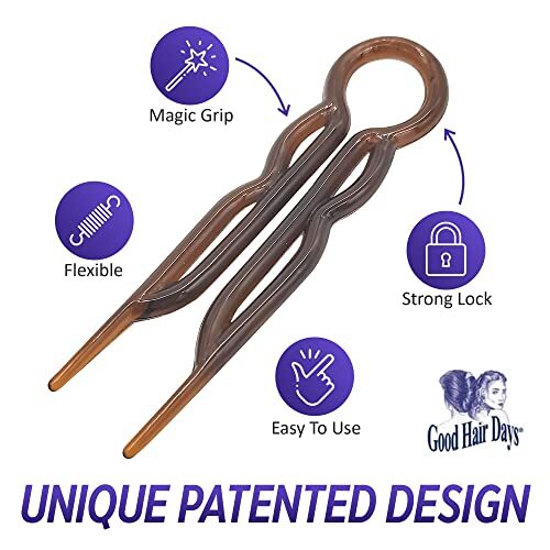 Good Hair Days Pins – Plastic, U-shaped 10 Count (Pack of 1), Crystal