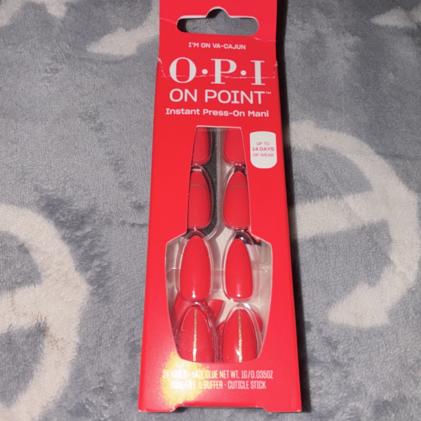 OPI Press On Nails Red Almond Long Shiny Reusable Vegan Full Cover Glue New
