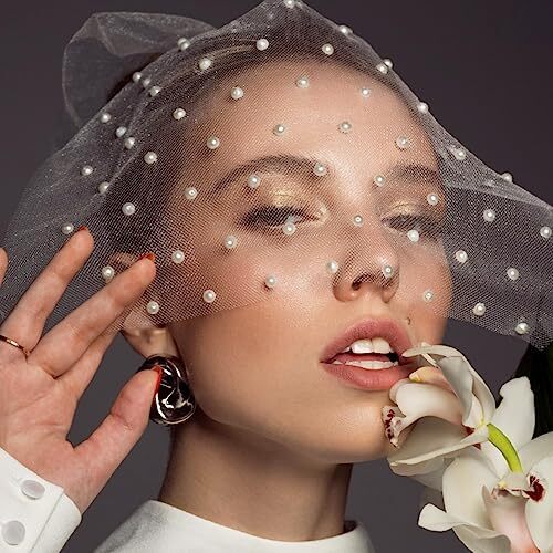 1450 Pieces Eye Face Gems White Pearls Self-Adhesive Rhinestone Rainbow, Pearl