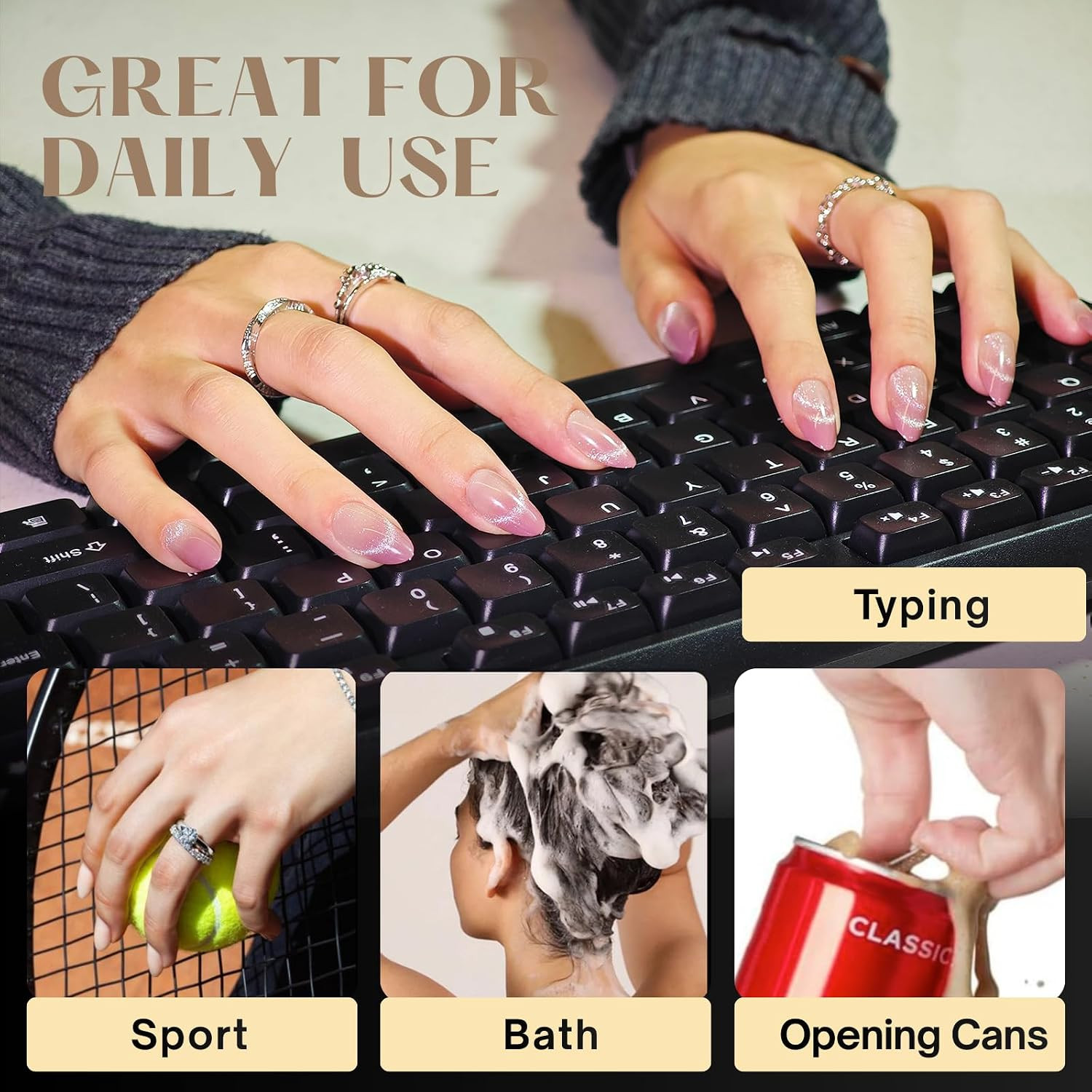 Nail Sticky Tabs Upgraded 600PCS with Tool Kit Press on Nail Tabs | 15 Sizes, 0.