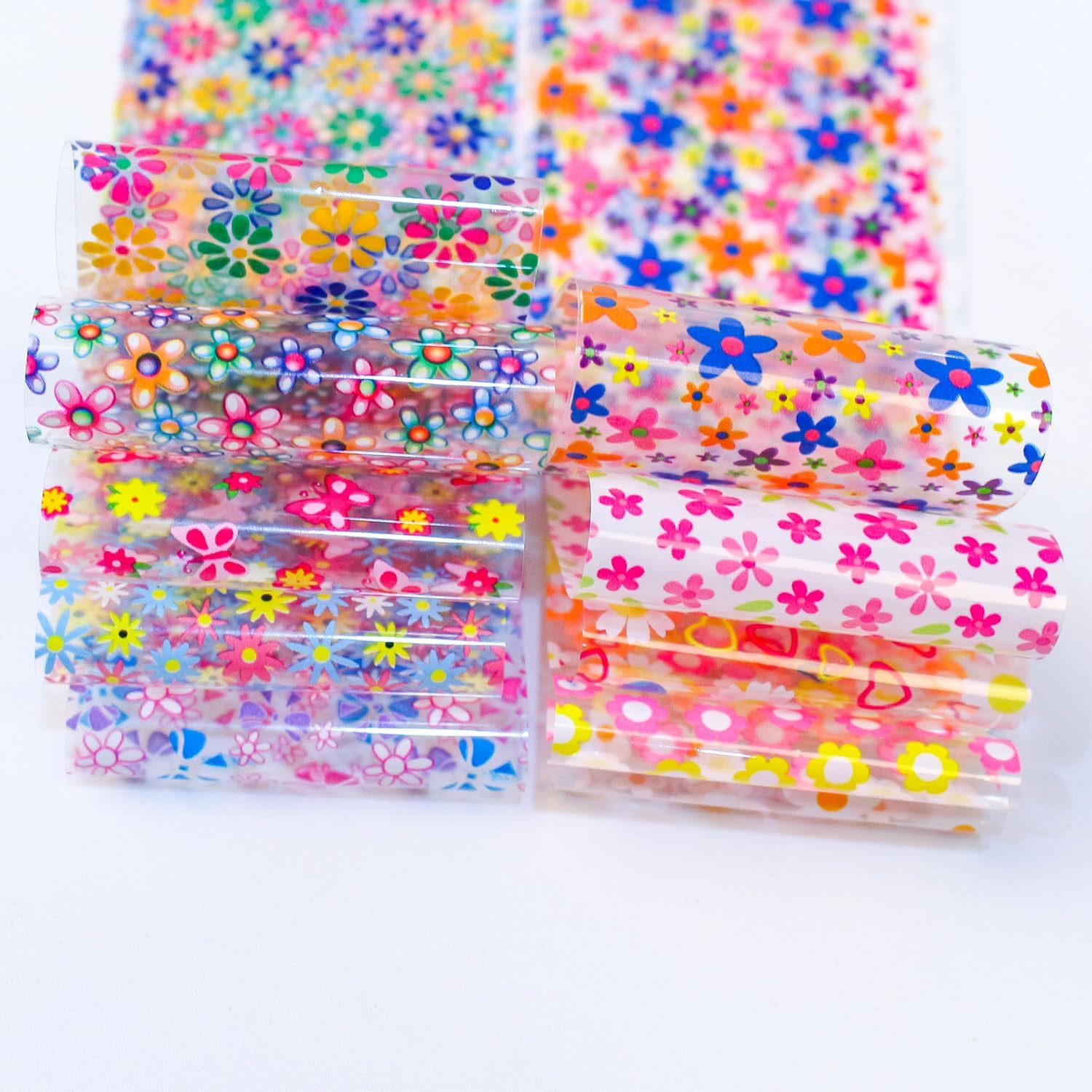 10 Roll Flower Nail Foil Transfer Holographic Foils Paper Sheets Daisy Nail Stic