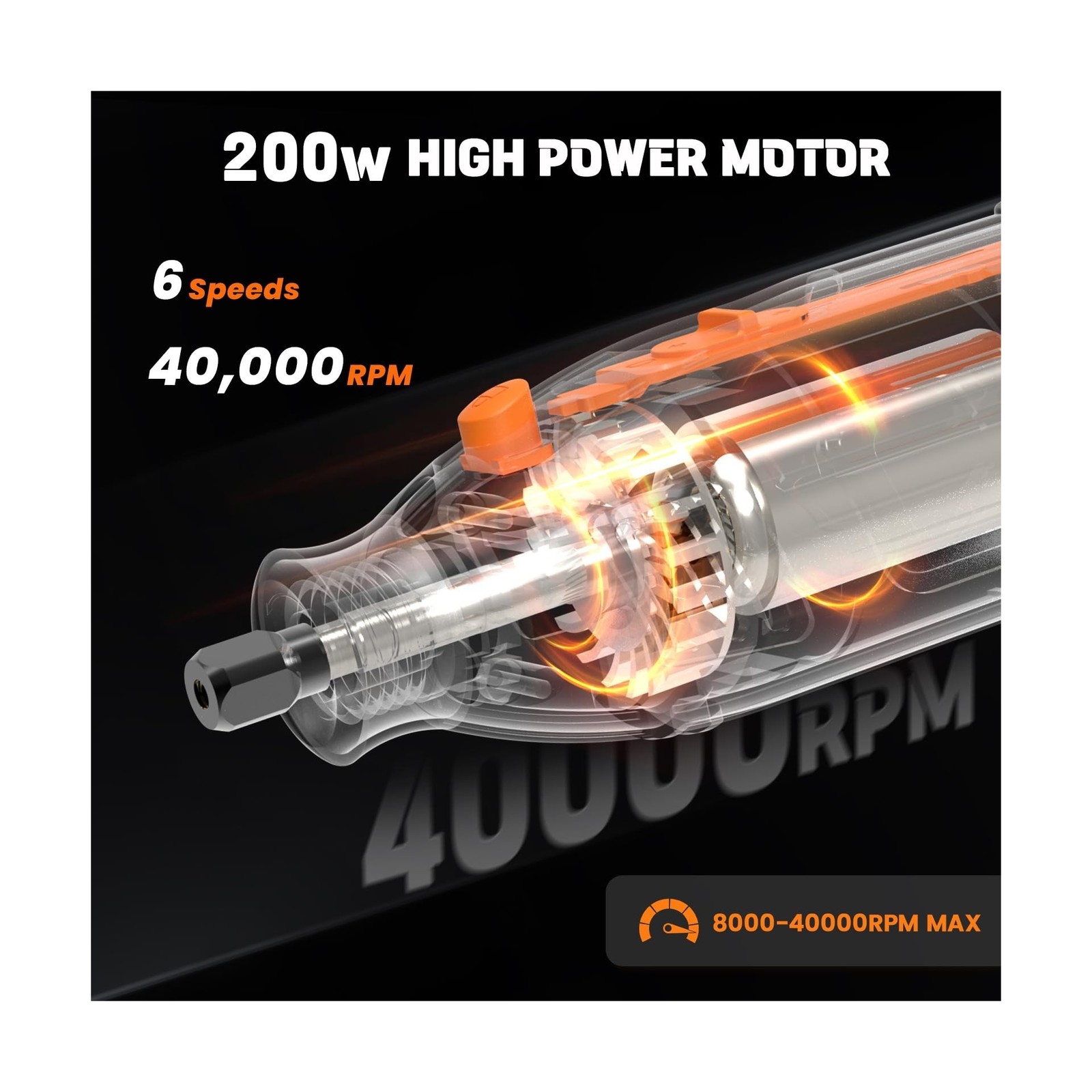 200W Corded Rotary Tool Kit with Flex Shaft 8000-40000 RPM, 6-Speed… Fast Ship