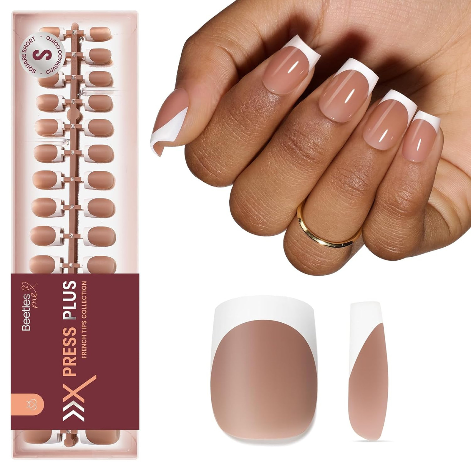 Press On Nails Brown Short Square 150 Pcs Reusable Acrylic Nail Tips Salon