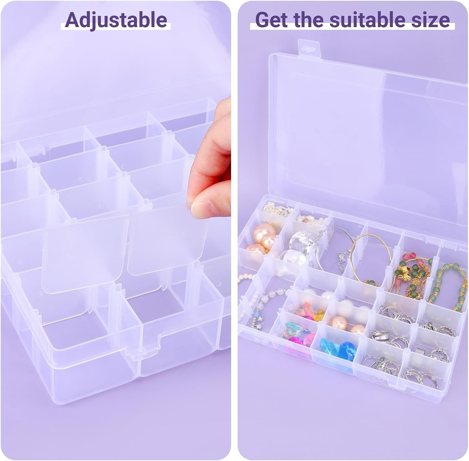 Nail Organizer Storage Box 36 Grids, Rhinestone Container Clear, Acrylic Pres…