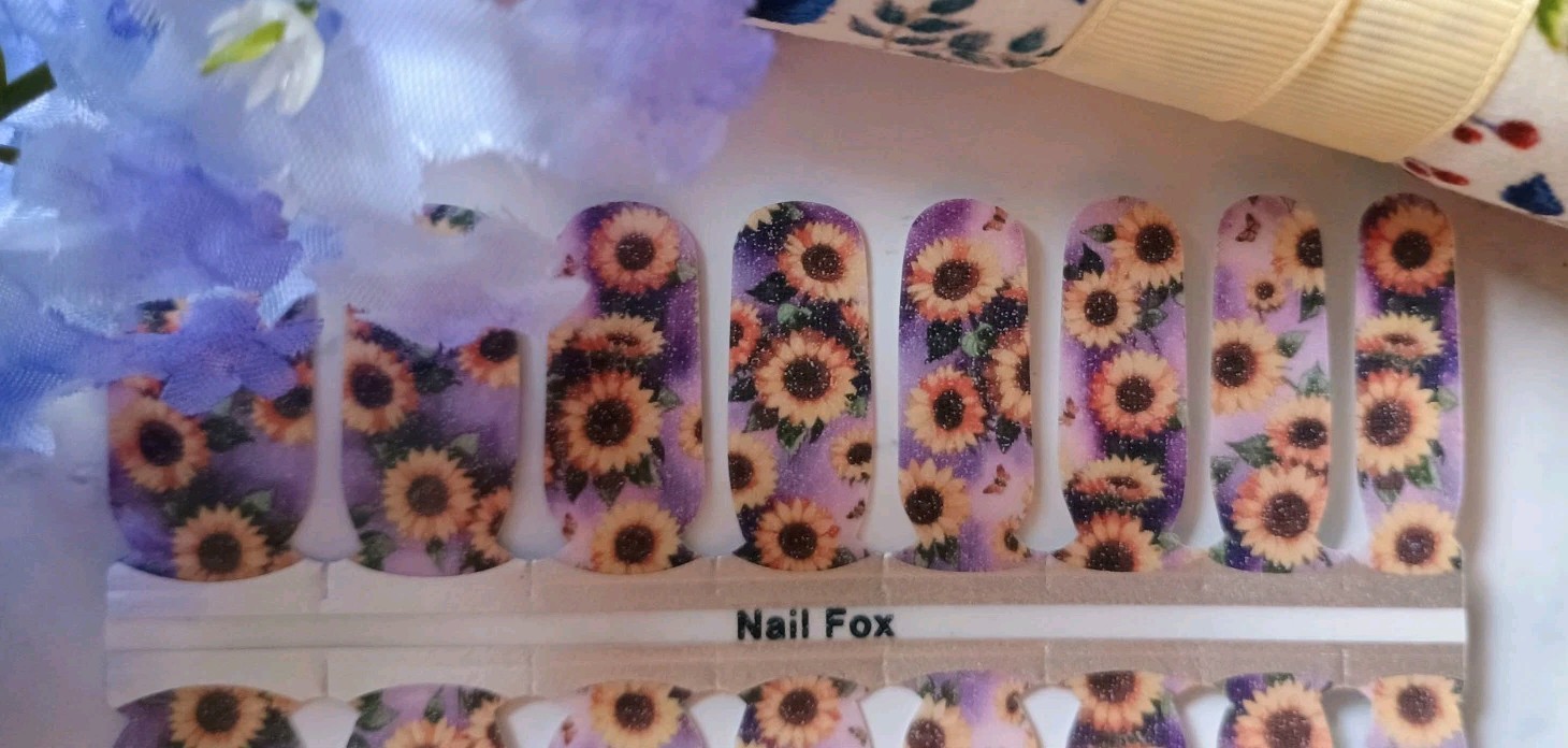 Lily And Fox Nail Fox Nail Strip Wraps 16ct *Sunflower* Exclusive Designs! 🦊