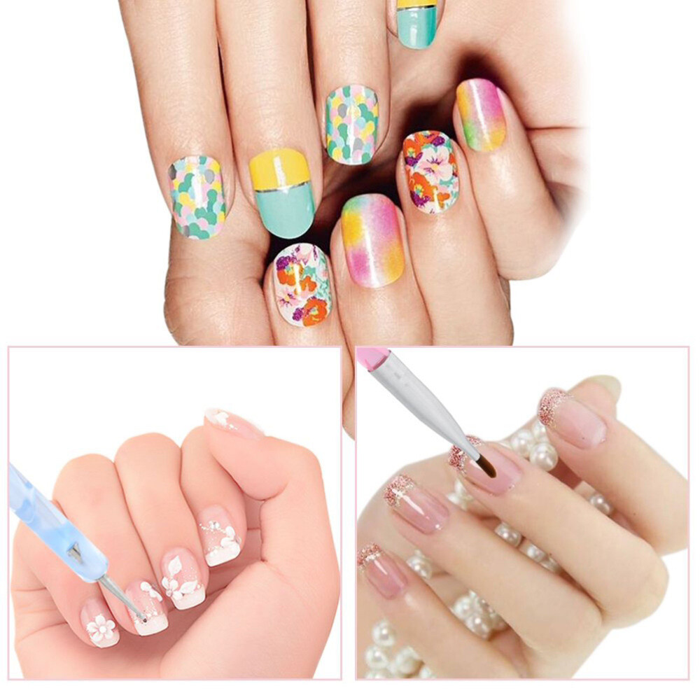 Manicure Pens Double-end Nail Art Brush UV Gel Builder Painting Drawing Brushes