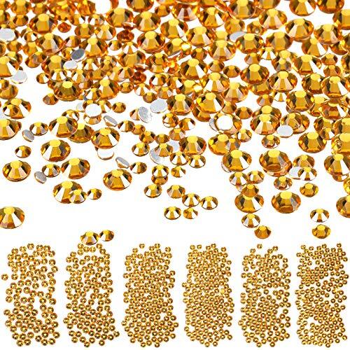 3456 Pcs Crystals Diamond Rhinestones AB Clear Flat Back Round Gems Gold