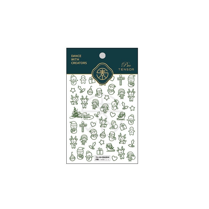 Christmas Line Art Nail Stickers – Cute Holiday Designs (373)