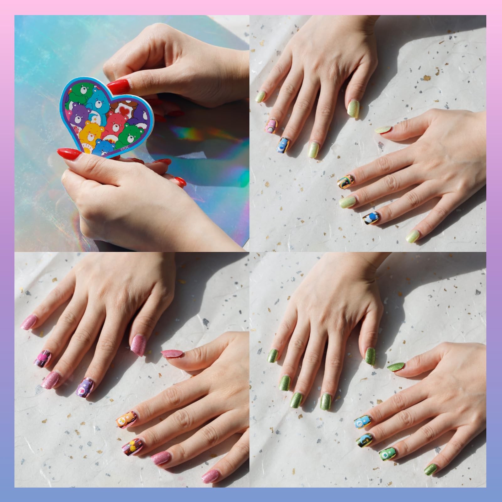 Care Bears 36 pcs Press on Nails for Kids | 37 Count (Pack of 1),