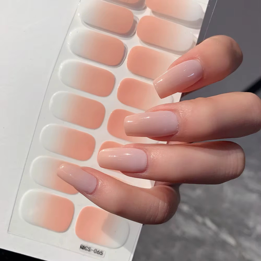 Semi-Cured Gel Nail Stickers Solid Color Nail Semi-Baked Tips Full Paste Nail De