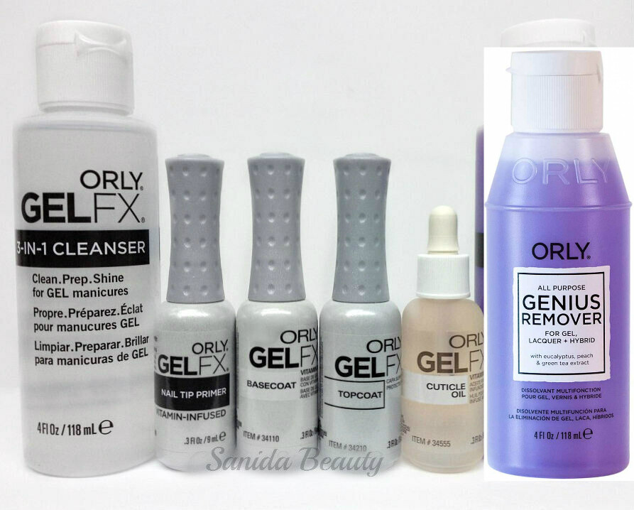 ORLY GELFX 6pc Kit – Base+ Top+ Primer +Oil .3oz & CLEANSER + Gel REMOVER 4oz