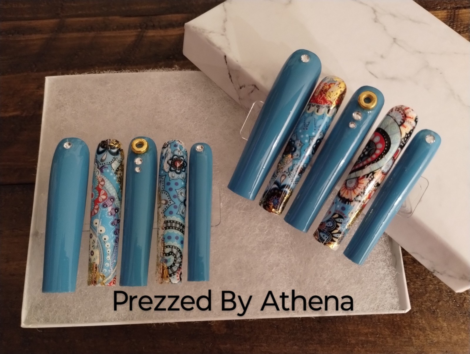 Luxury Handmade Press-On Nails I Reusable I Make Baby Blues I Square Shape l 3XL