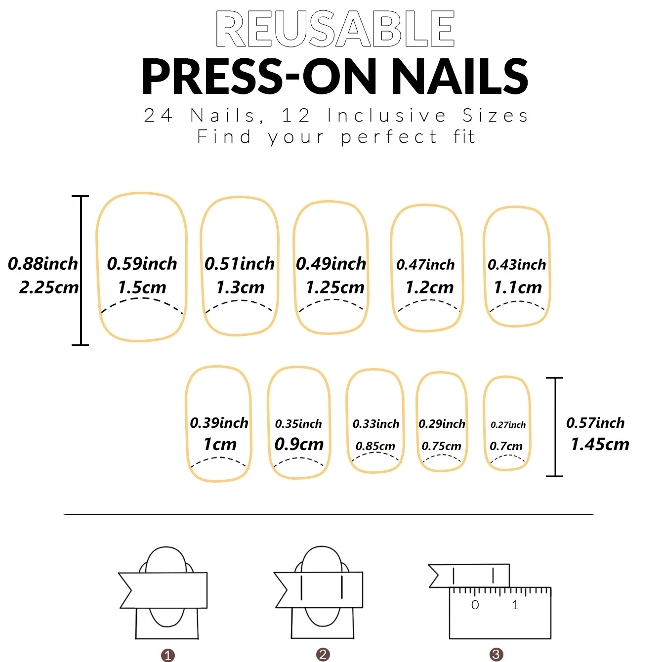 24PCS Square Press On Nails White French Pointed Fake Nails Flash Design Full