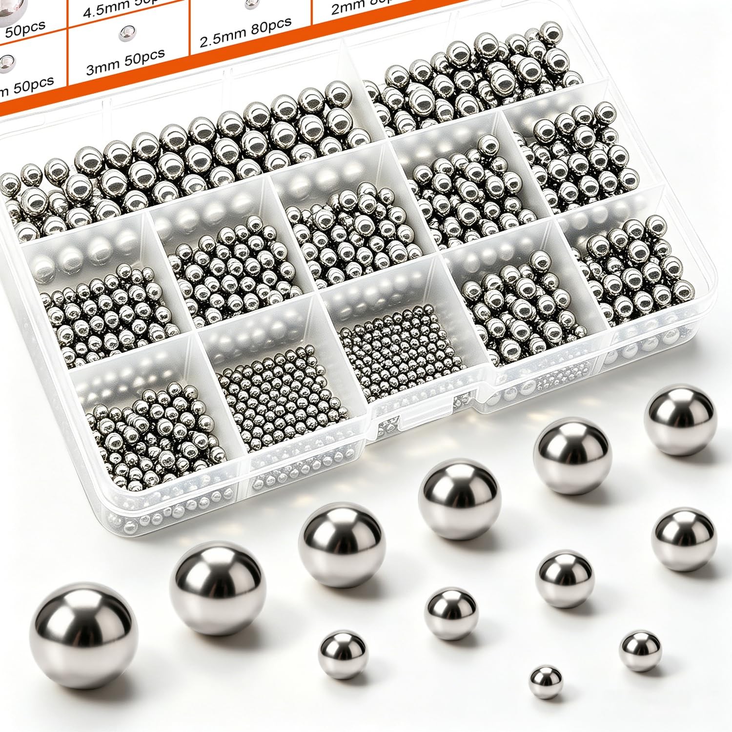 600pcs 12 Size Stainless Steel Precision Steel Balls 1-8mm Metric Bicycle Bea…