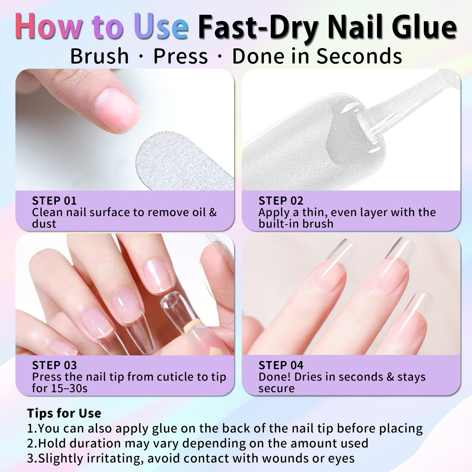 Nail Glue 15mL with Brush – Fast Drying, Ultra Strong, Waterproof, Gentle on …