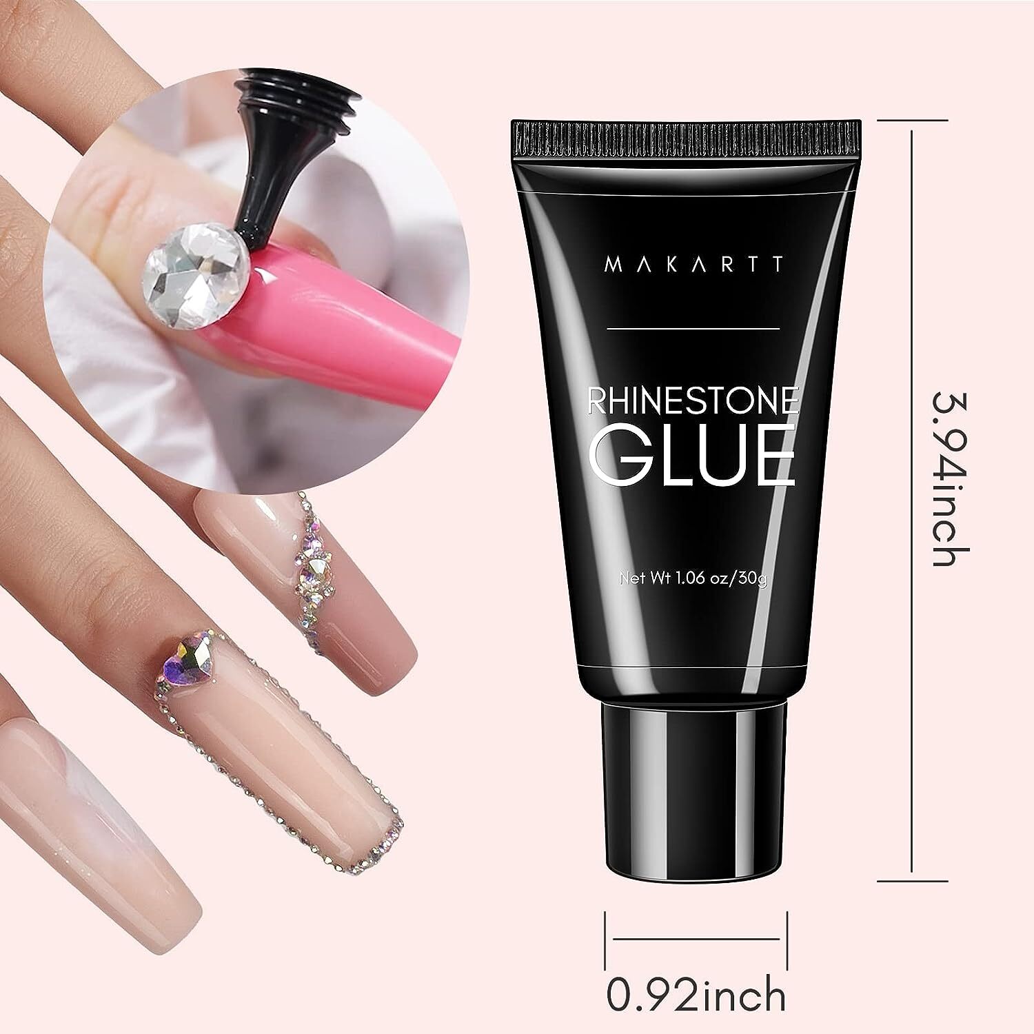 Nail Rhinestone Glue for Nails, Gel Nail Glue for Rhinestones Nails Super Strong