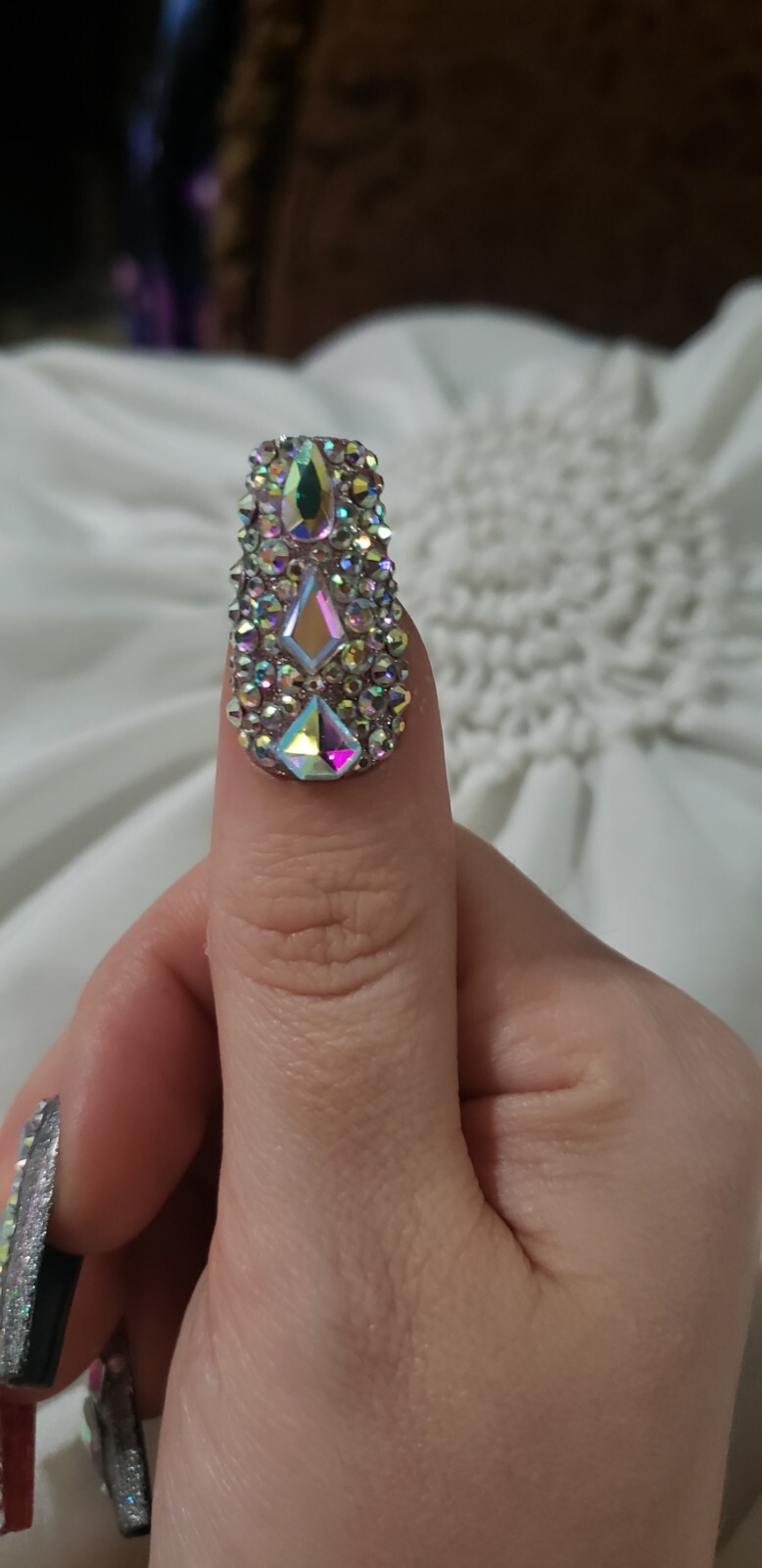 Handmade Bling Luxury Press On nails. Long coffin.Custom size,length avail