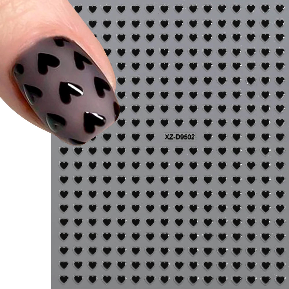 8pc 3D Mixed Color Heart Nail Stickers Valentines’ Day Sweet Red Pink Love Selfa