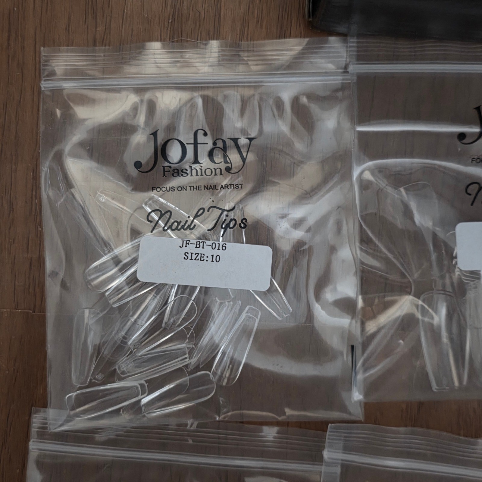 Jofay Fashion JF-BT-016 Clear Coffin Nail Tips 4 Boxes Sizes 0-11, 2184 pcs