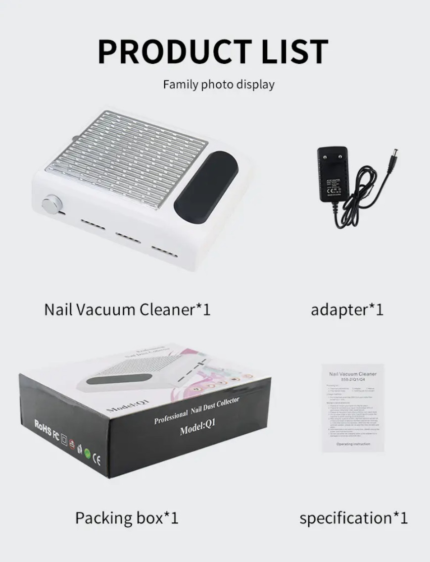 Salon Nail Art Suction Dust Collector Vacuum Fan Cleaner Manicure Machine 80W