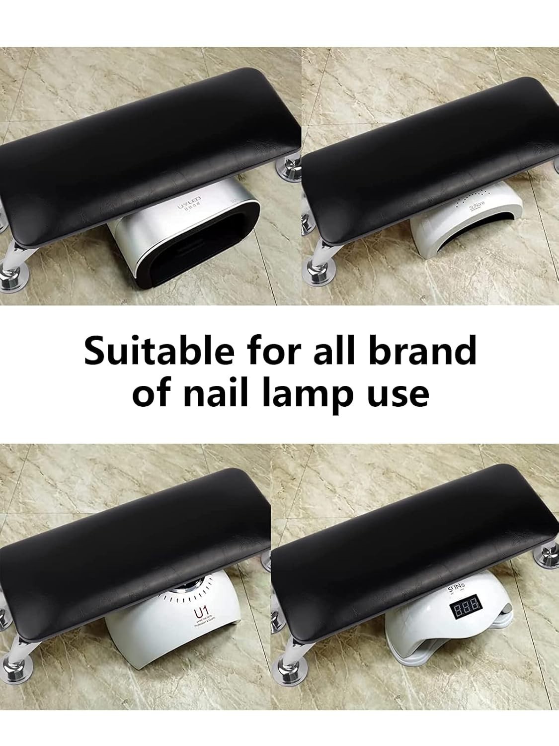 Professional Manicure Hand Pillow with Adjustable Stainless Steel Legs – Black