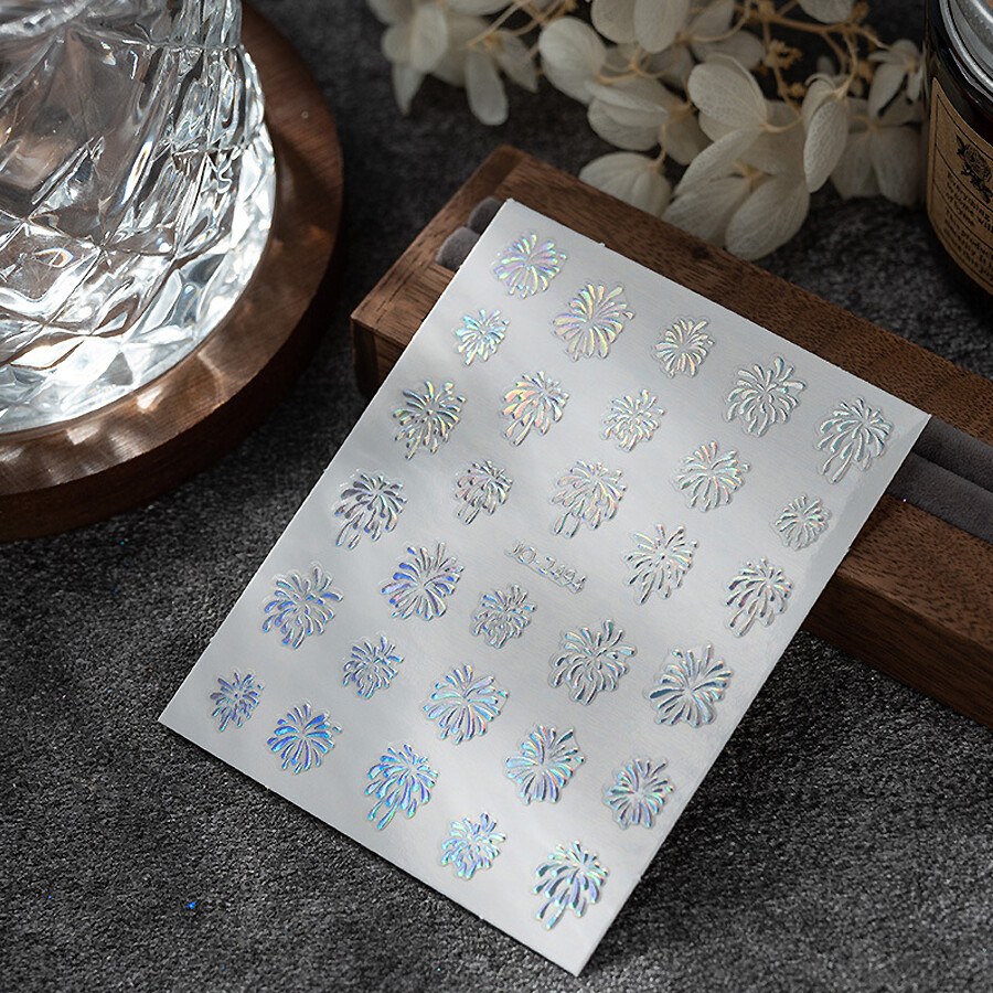 Dazzling Nail Art Stickers, Trendy Cat Eye Fireworks Decals, Glitter Flake Set