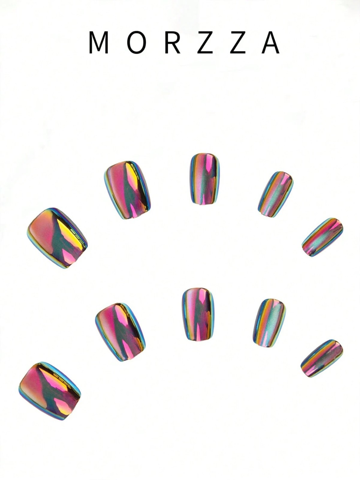Chameleon Chrome Press On Nails Iridescent Holographic Fake Nails