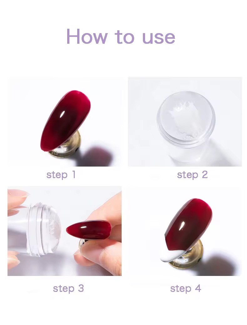 Silicone Head Nail Stamp Set with Scraper French Nail Art Template DIY Tool