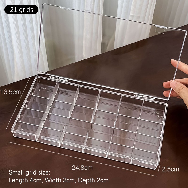 12/21/24 Grids Nail Tip Box Empty Storage Cases Nail Art Organizer Container